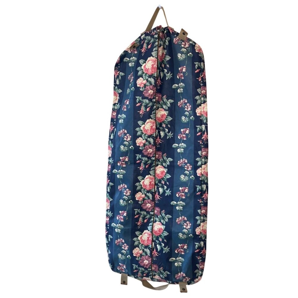 Laura Ashley Vintage Single Floral Folding Garment Travel Bag Hanging Zipper